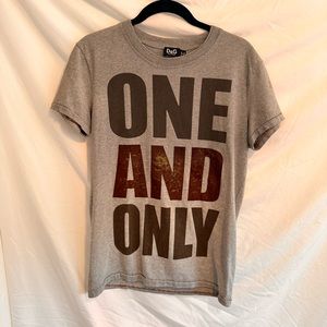Dolce & Gabbana Gray “One And Only” T-Shirt. Size Small